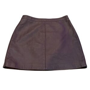 Ena Pelly Womens 100% Leather Mini Skirt Size 10 Burgundy